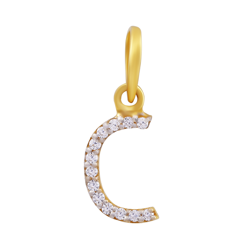 Celeste Charm Letter "C" 22KT Gold Pendant, , hi-res - image number 0