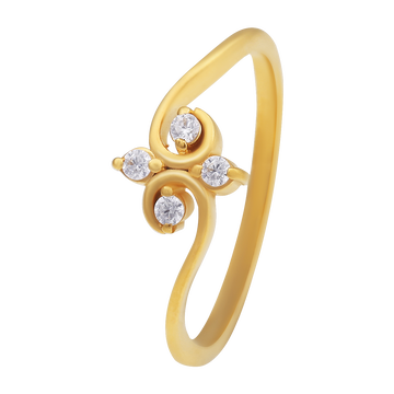 Elevating Simple Four Zircon 22KT Gold Ring