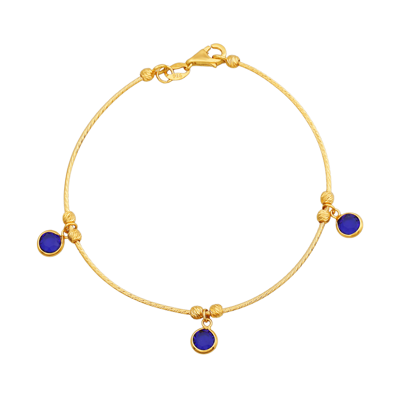 Indigo Spark Charm 22KT Gold Chain Bracelet, , hi-res - image number 0