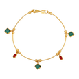 Verde Rojo Charm 22KT Gold Chain Bracelet, , hi-res - image number 0