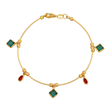 Verde Rojo Charm 22KT Gold Chain Bracelet