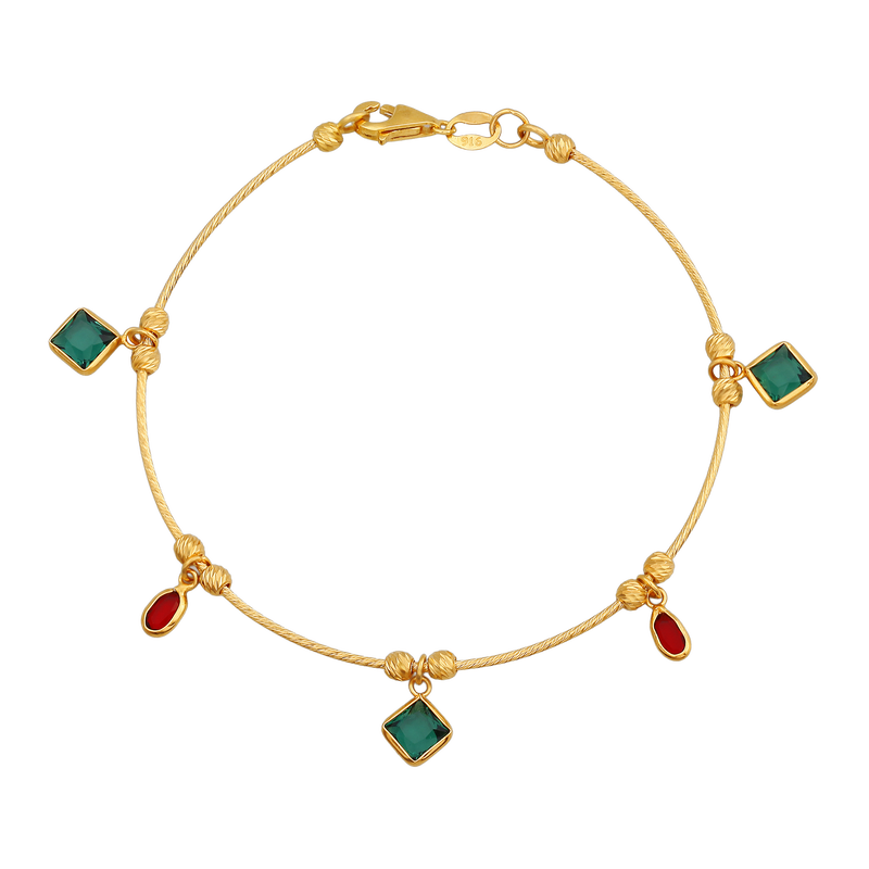 Verde Rojo Charm 22KT Gold Chain Bracelet, , hi-res - image number 0