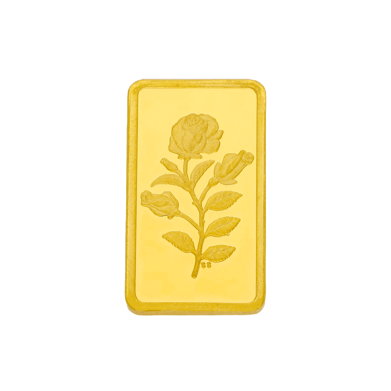 25 grams 24 KT Flower Gold bar (Buiscuit), , hi-res - image number 1