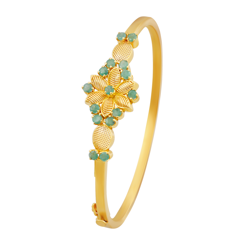 Botanic Glow 22KT Gold Oval Bangle Bracelet, , hi-res - image number 0