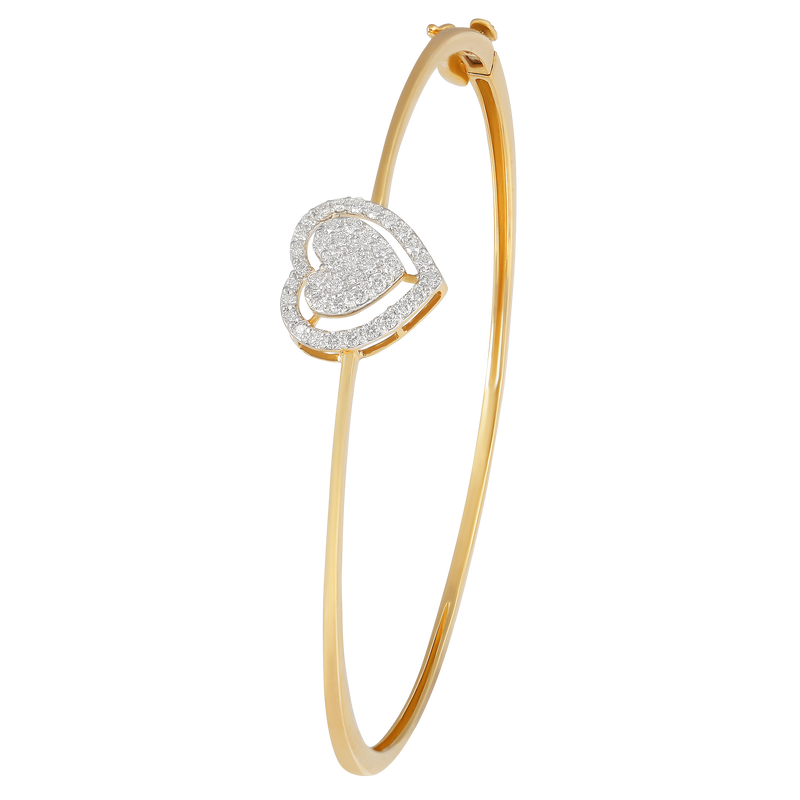 Contoured Heart Diamond Cuff Bracelet, , hi-res - image number 0