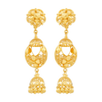 Kumudini Blossom 22KT Gold Jhumka Earring, , hi-res - image number 0