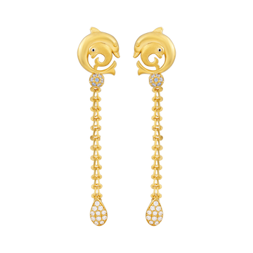 Dolphin Drift 22KT Gold Drop Earring