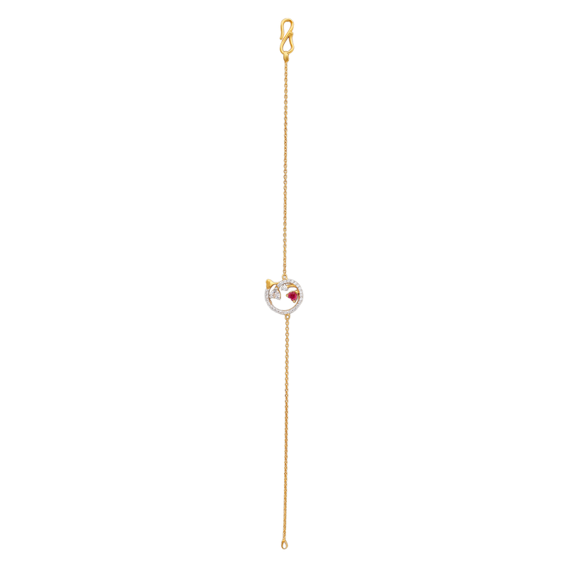 Crimson Round  22KT Gold Chain Bracelet, , hi-res - image number 0