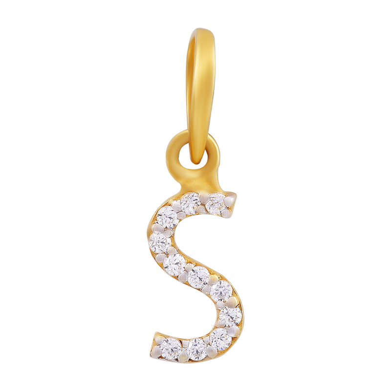 Serene Shine Letter "S" 22KT Gold Pendant, , hi-res - image number 0