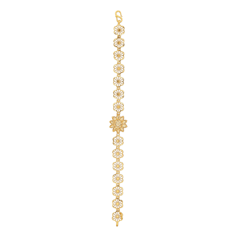 Sunflower Daisy 22KT Gold Chain Bracelet, , hi-res - image number 0