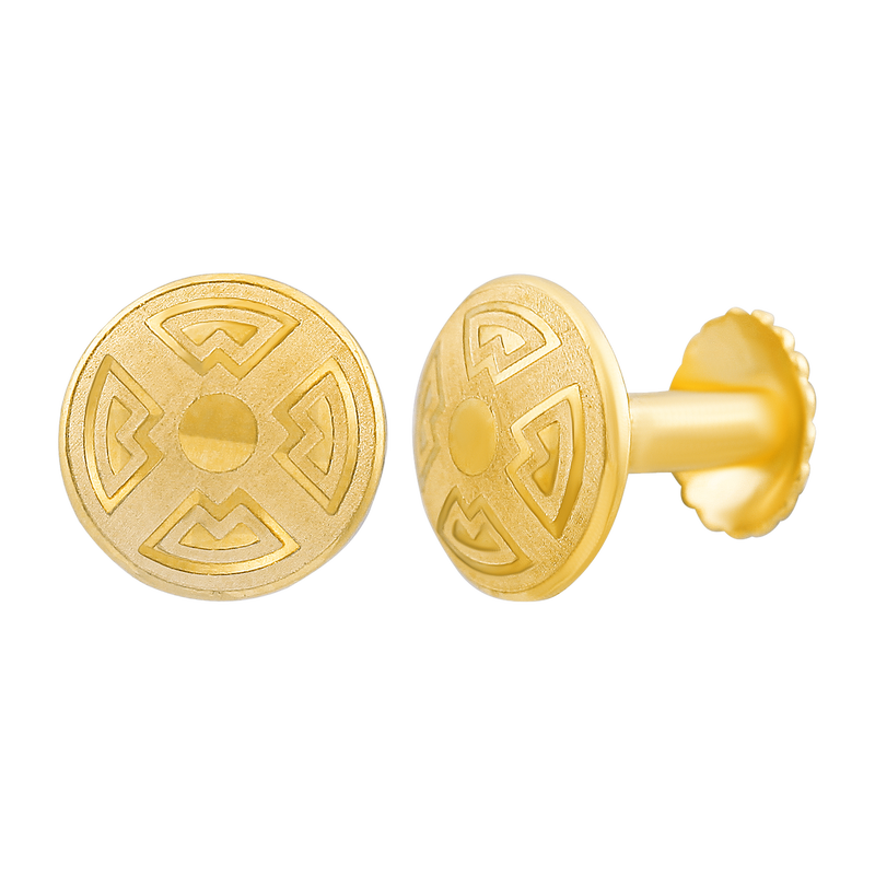 Sun Crest 22KT Gold Ear Stud, , hi-res - image number 1