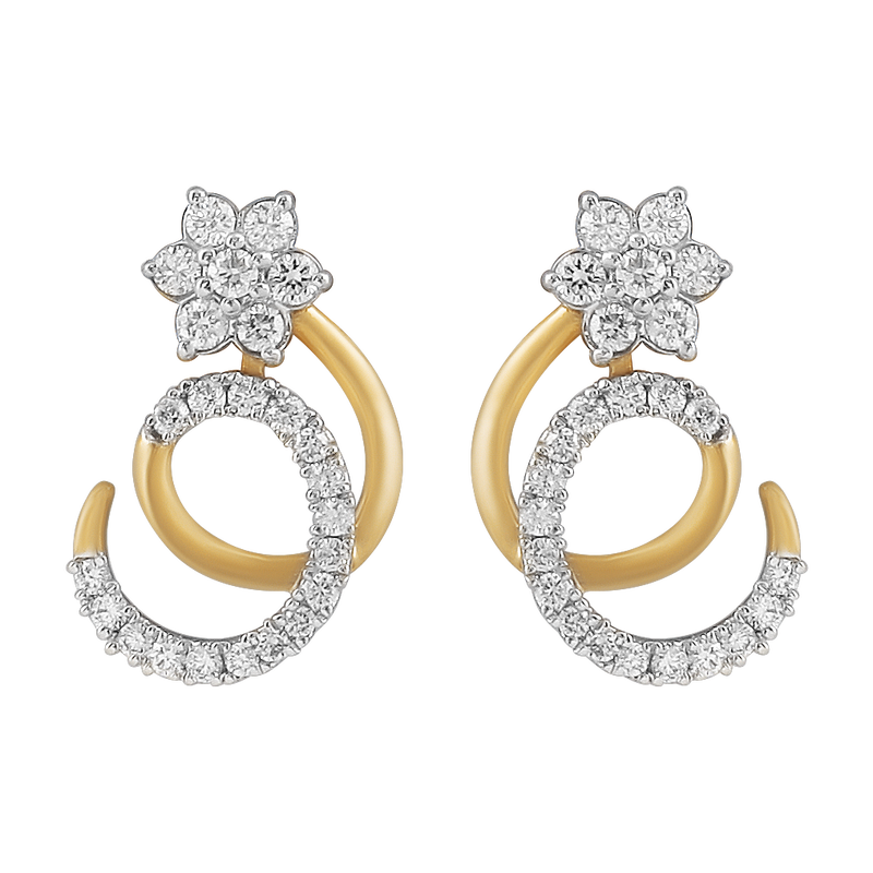 Spiral Flora Diamond Stud, , hi-res - image number 0