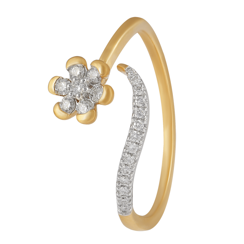 Flower Swirl Wavy Design Diamond Ring, , hi-res - image number 0