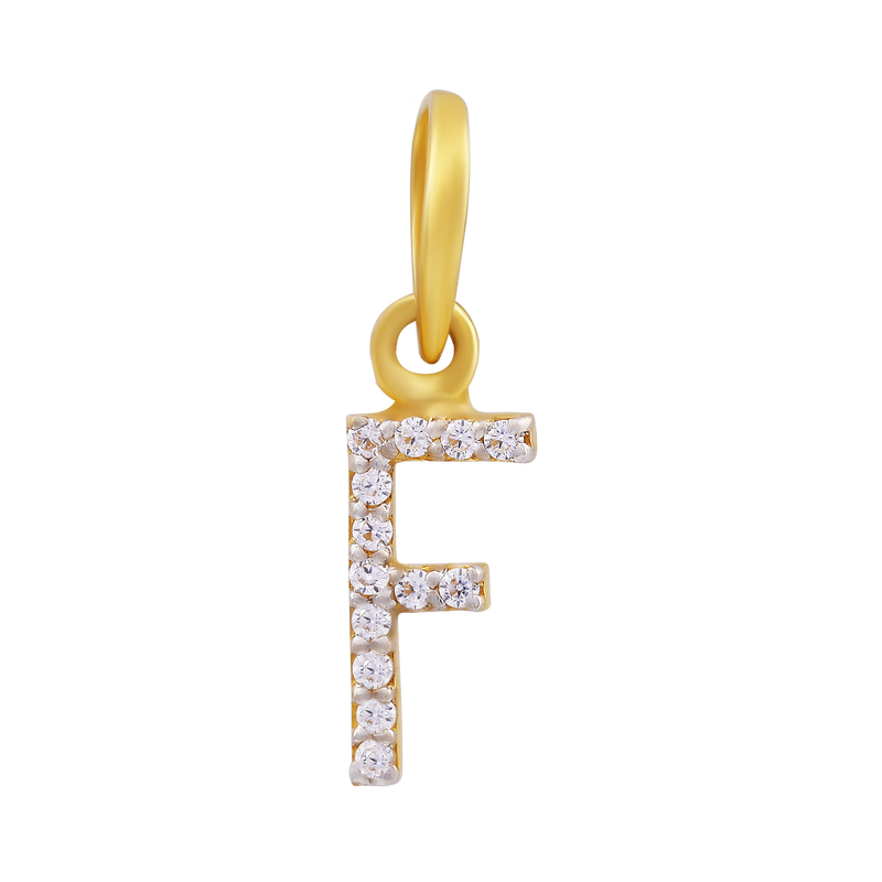 Faiza Luxe Letter "F" 22KT Gold Pendant, , hi-res - image number 0