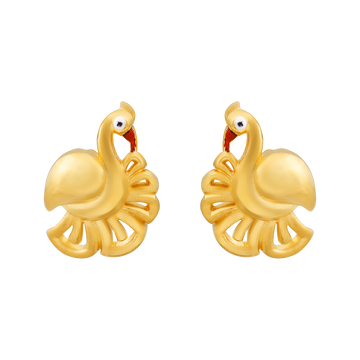 Majestic Peacock Glow 22KT Gold Ear Stud