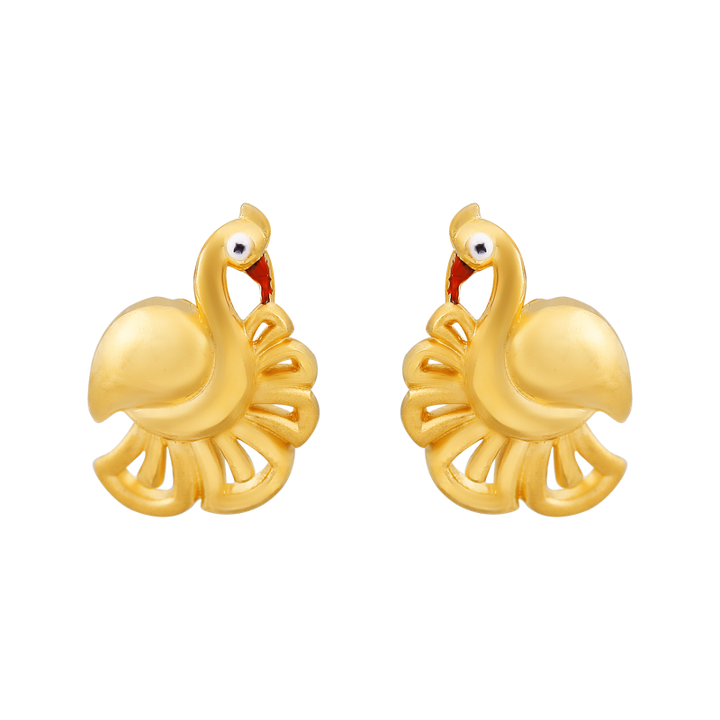Majestic Peacock Glow 22KT Gold Ear Stud, , hi-res - image number 0