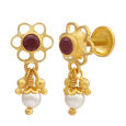 Dew Pearl Blossom Gold Earring, , hi-res - image number 1