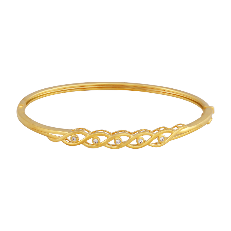 Luz Dorada 22KT Gold Oval Bangle Bracelet, , hi-res - image number 1