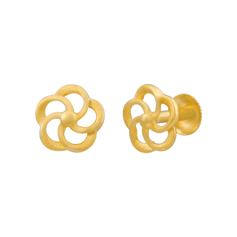 Pinwheel Bloom 22KT Gold Ear Stud, , hi-res - image number 1