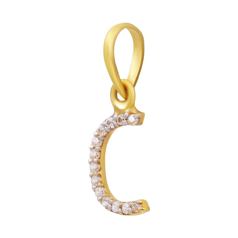 Celeste Charm Letter "C" 22KT Gold Pendant, , hi-res - image number 1