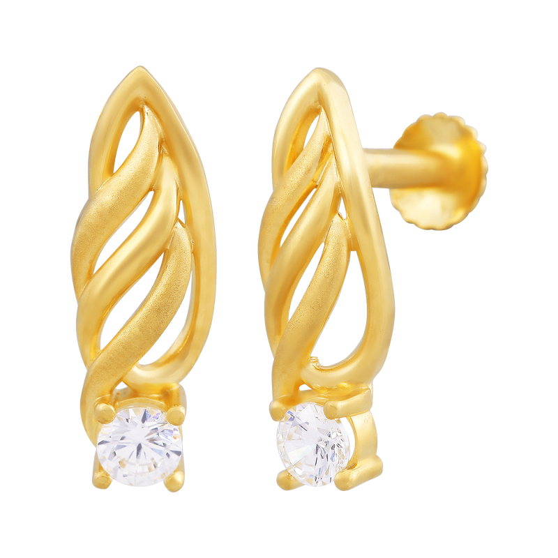 Twist Charm 22KT Gold Ear Stud, , hi-res - image number 1