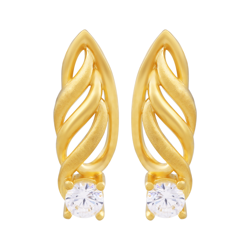 Twist Charm 22KT Gold Ear Stud, , hi-res - image number 0