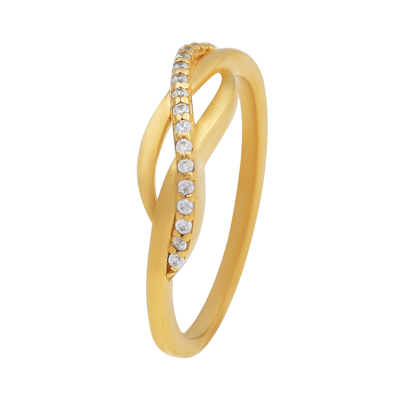 Primitive Twirl Zircon 22KT Gold Ring, , hi-res - image number 0