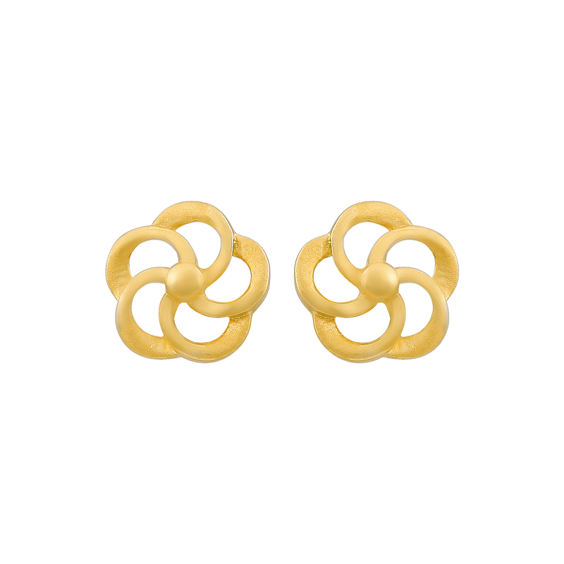 Pinwheel Bloom 22KT Gold Ear Stud, , hi-res - image number 0