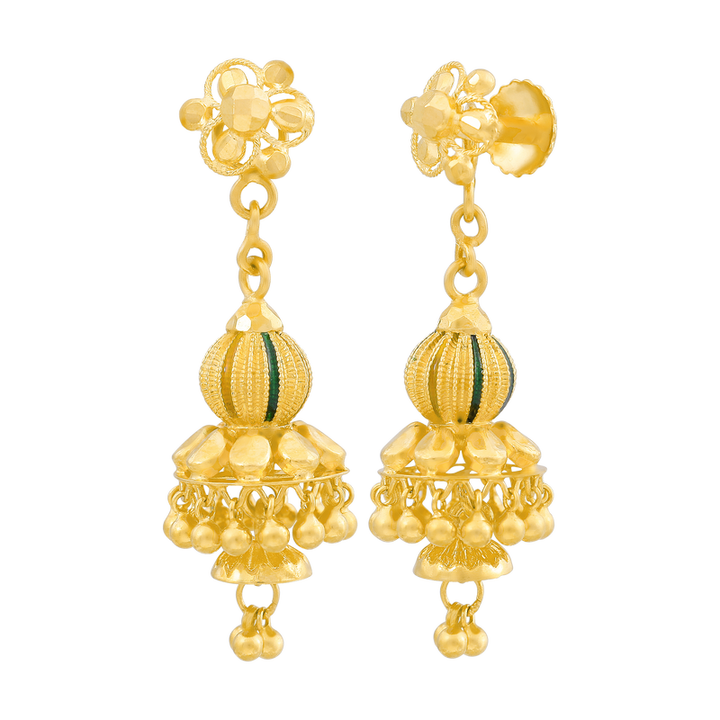 Vasudha Shakti 22KT Gold Jhumka Earring, , hi-res - image number 1
