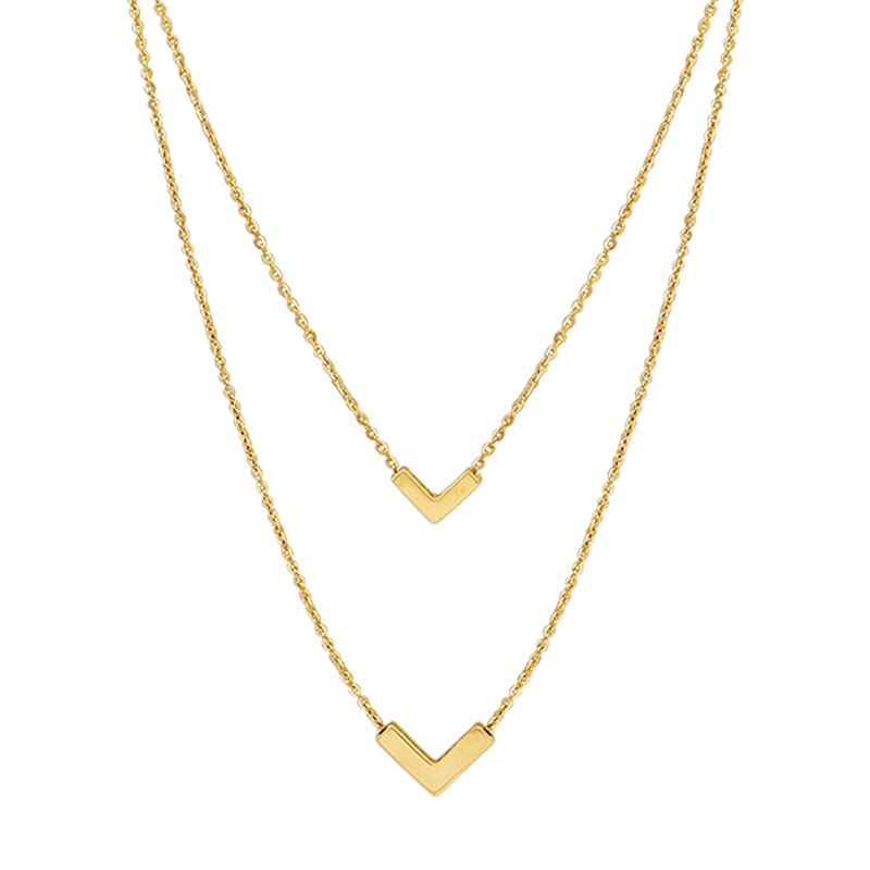 Chevron Gold Pendant Chain, , hi-res - image number 1