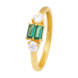 Green Stone Center Trilogy 22KT Gold Ring, , hi-res - image number 0