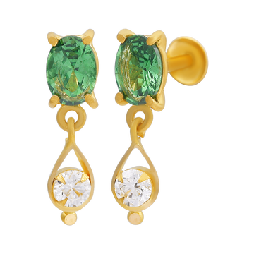 Green Elegance Dangle 22KT Gold Earring