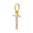 Trisha Sparkle Letter "T" 22KT Gold Pendant, , hi-res - image number 1