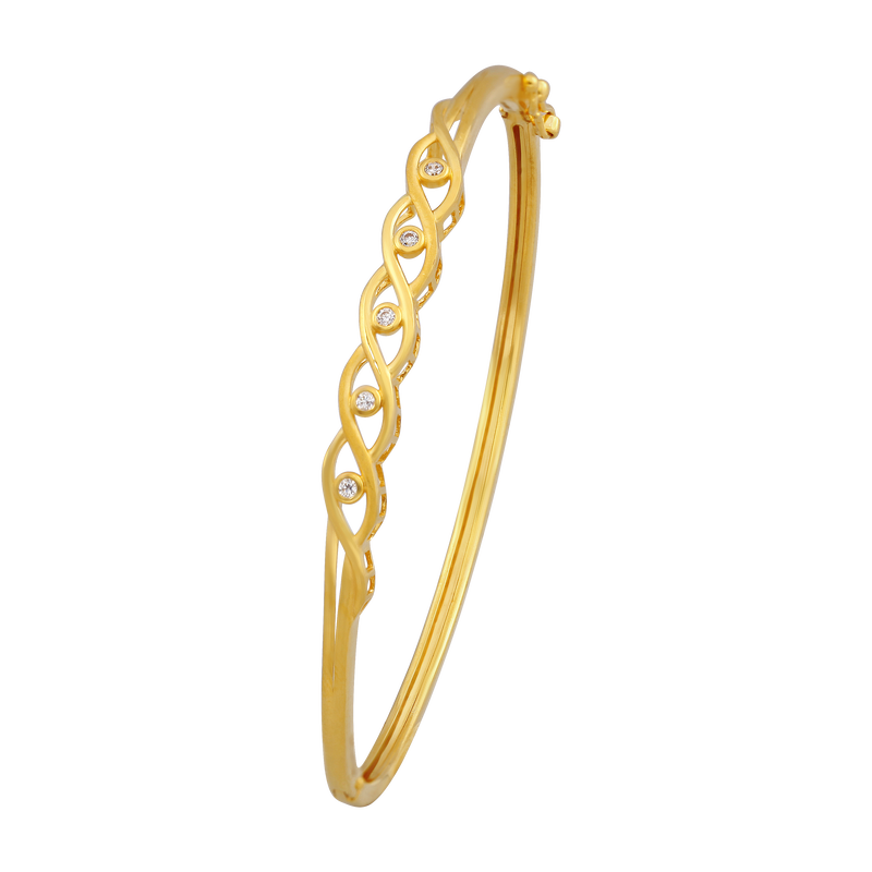 Luz Dorada 22KT Gold Oval Bangle Bracelet, , hi-res - image number 0