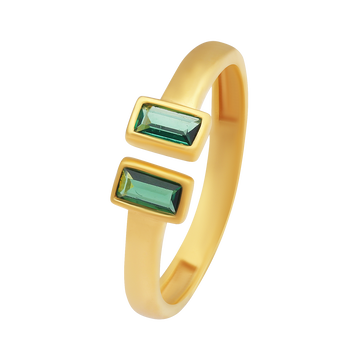 Open Ends Green Stone 22KT Gold Ring