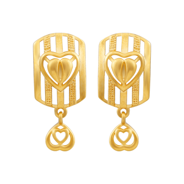 Radiant Heartfall 22KT Gold Drop Earring