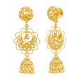 Golden Symphony 22KT Gold Jhumka Earring, , hi-res - image number 1