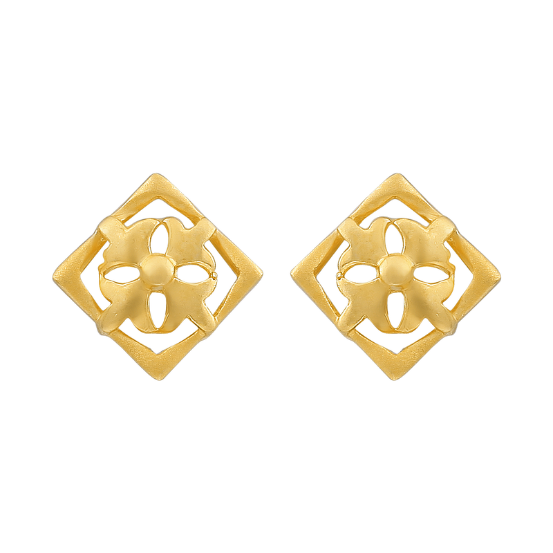 Regal Flower 22KT Gold Ear Stud, , hi-res - image number 0