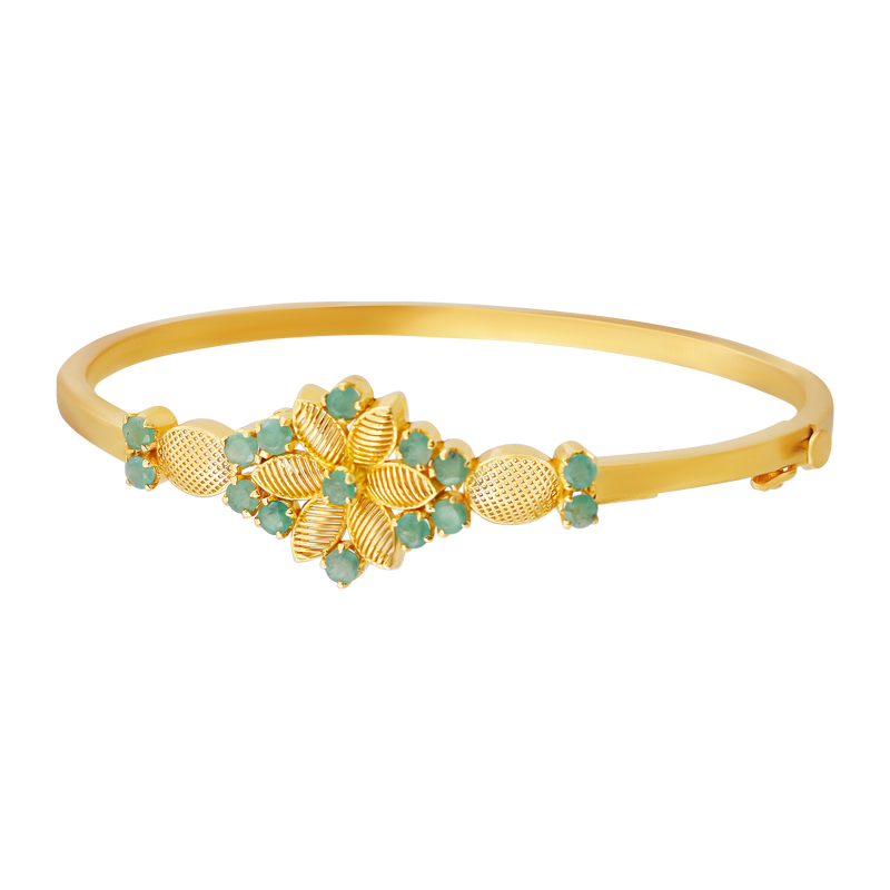 Botanic Glow 22KT Gold Oval Bangle Bracelet, , hi-res - image number 1