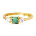Green Stone Center Trilogy 22KT Gold Ring, , hi-res - image number 1