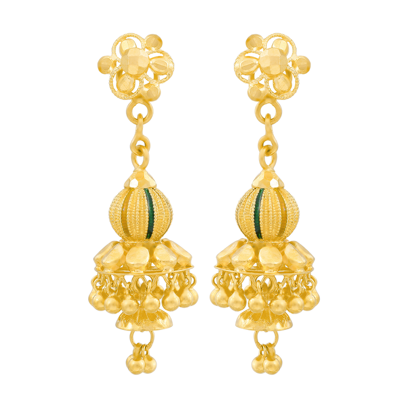 Vasudha Shakti 22KT Gold Jhumka Earring, , hi-res - image number 0