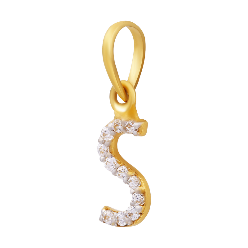 Serene Shine Letter "S" 22KT Gold Pendant, , hi-res - image number 1