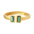 Open Ends Green Stone 22KT Gold Ring, , hi-res - image number 1