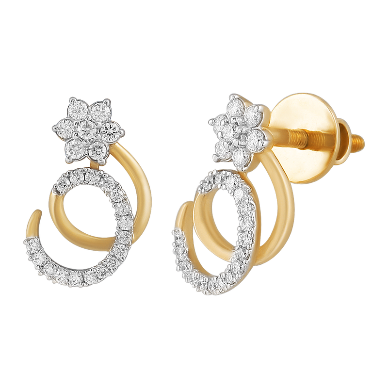 Spiral Flora Diamond Stud, , hi-res - image number 1