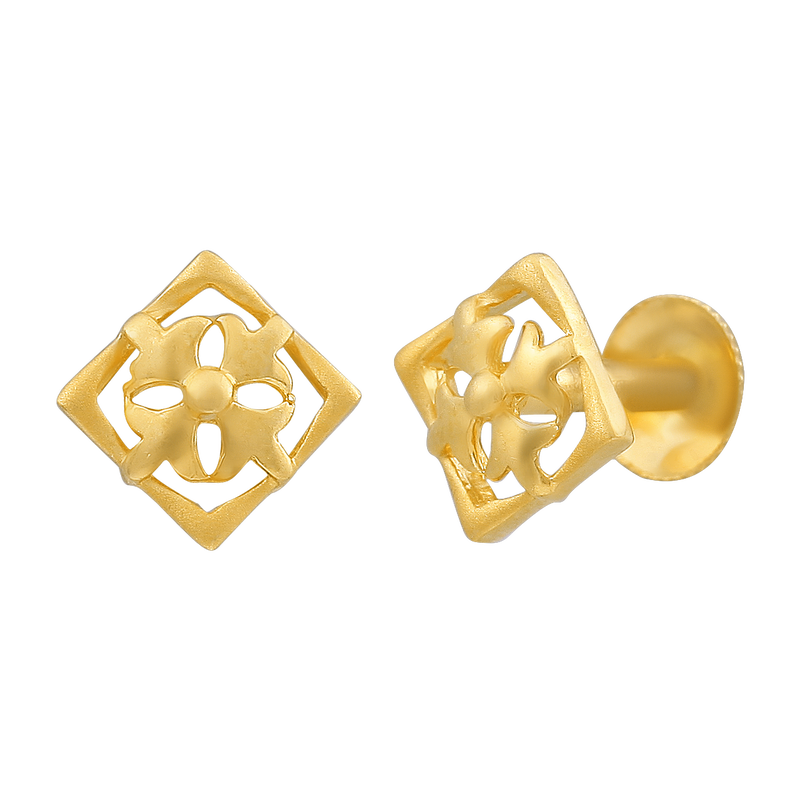 Regal Flower 22KT Gold Ear Stud, , hi-res - image number 1