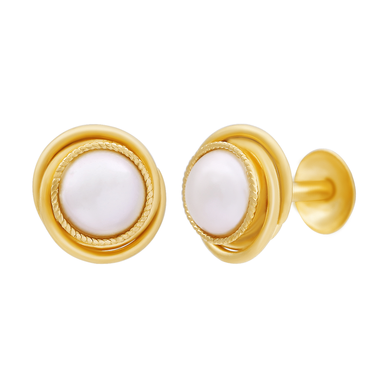 Iconic Eye Pearl Gold Stud, , hi-res - image number 1
